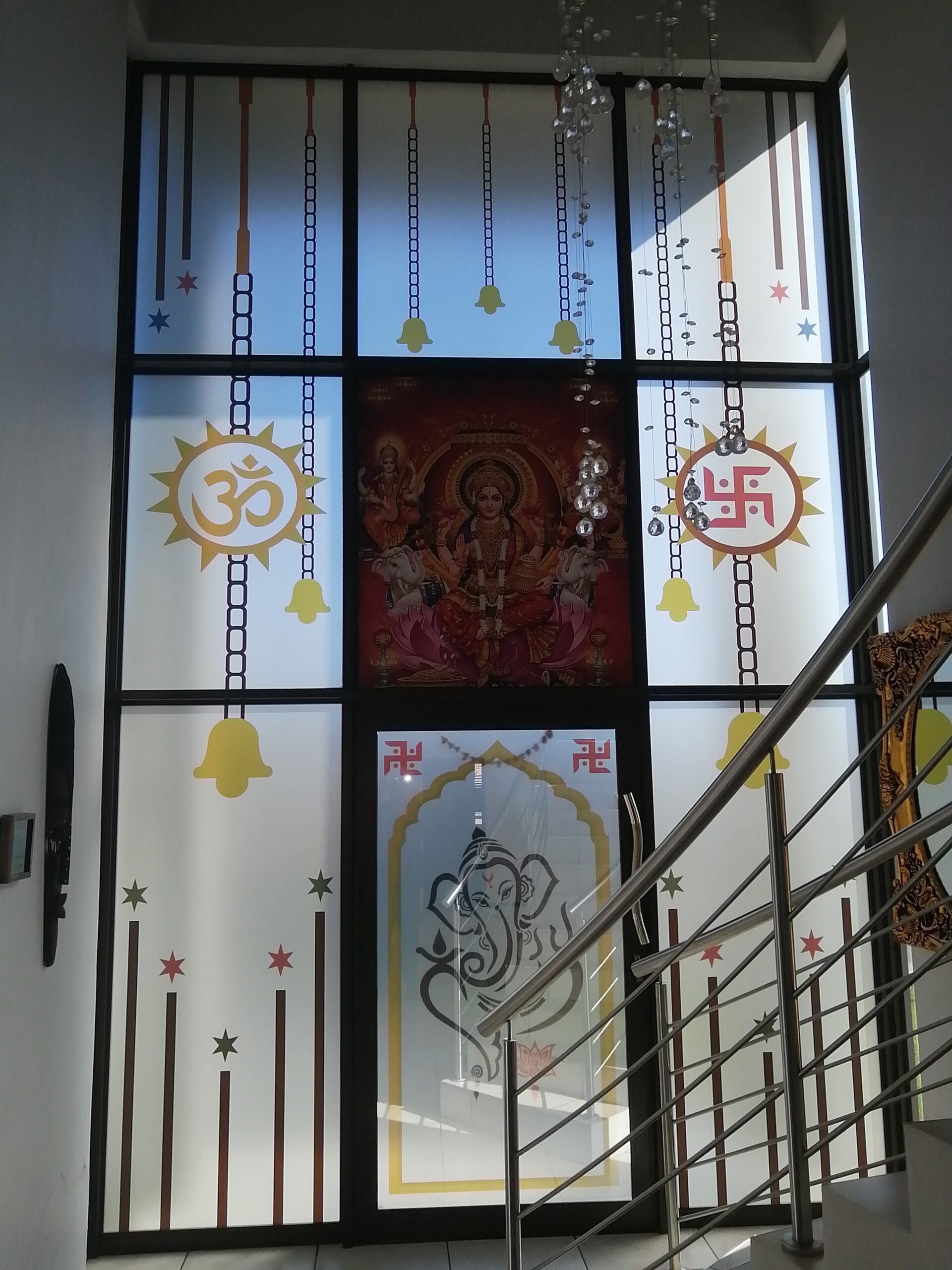 Frosted vinyl applied to sliding door for added privacy